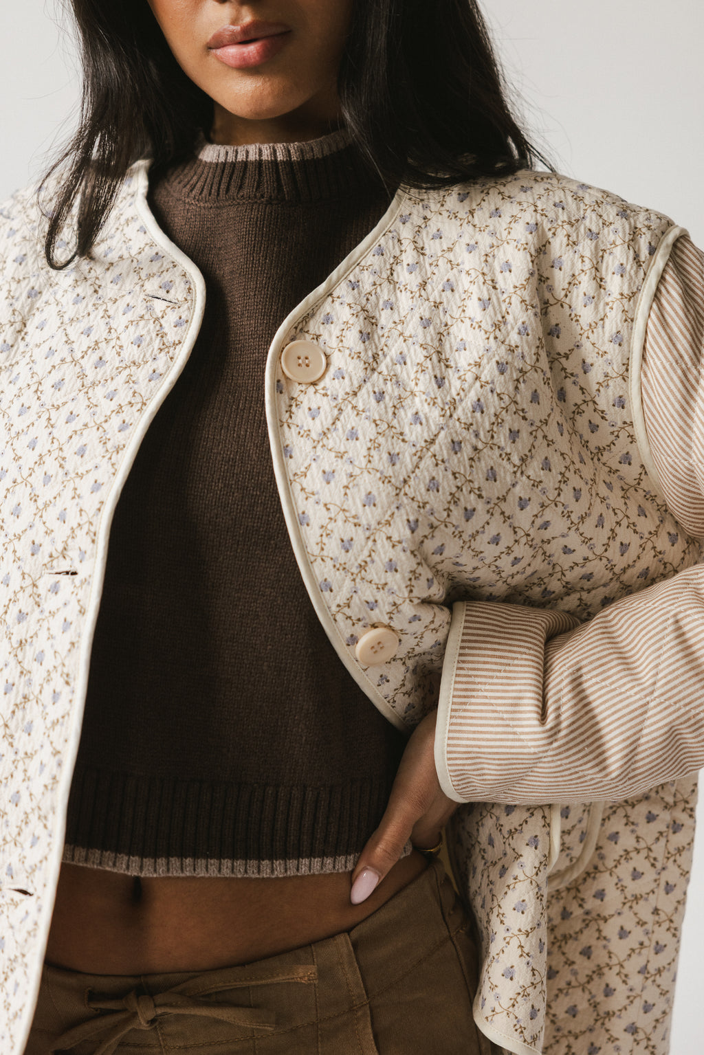 Lucas Quilted Jacket in Latte - FINAL SALE