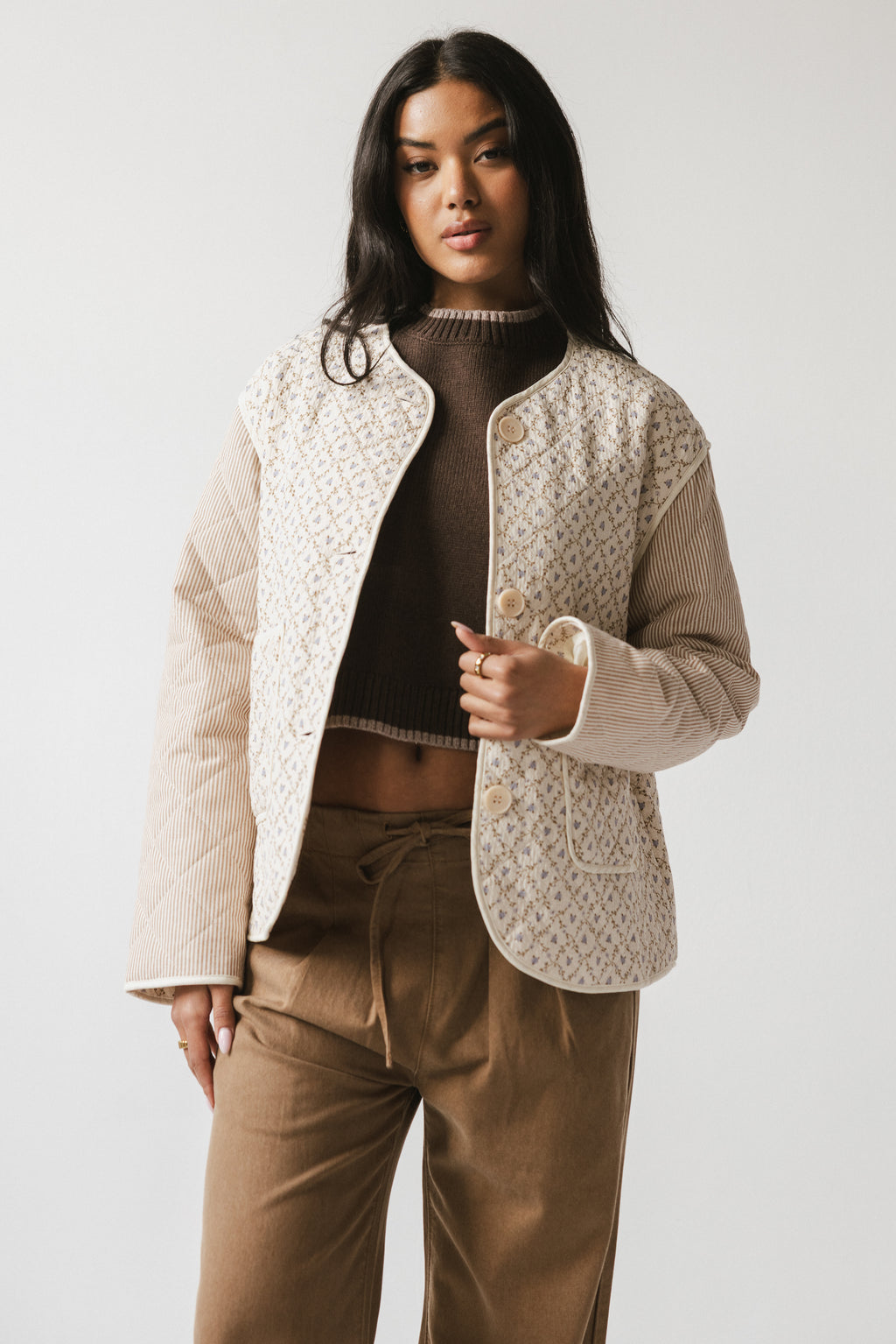Lucas Quilted Jacket in Latte - FINAL SALE