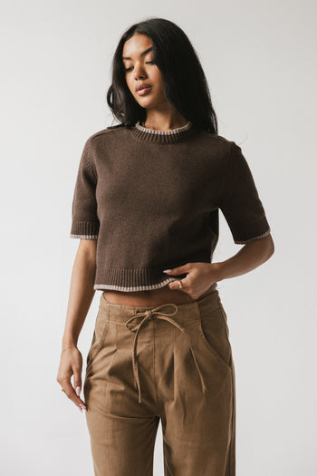 Rumple Contrast Top in Brown