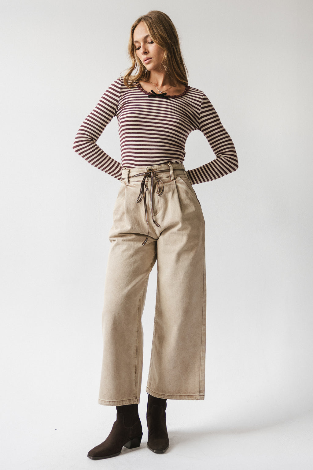 Kiya Striped Top in Burgundy - FINAL SALE