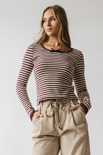 Kiya Striped Top in Burgundy - FINAL SALE