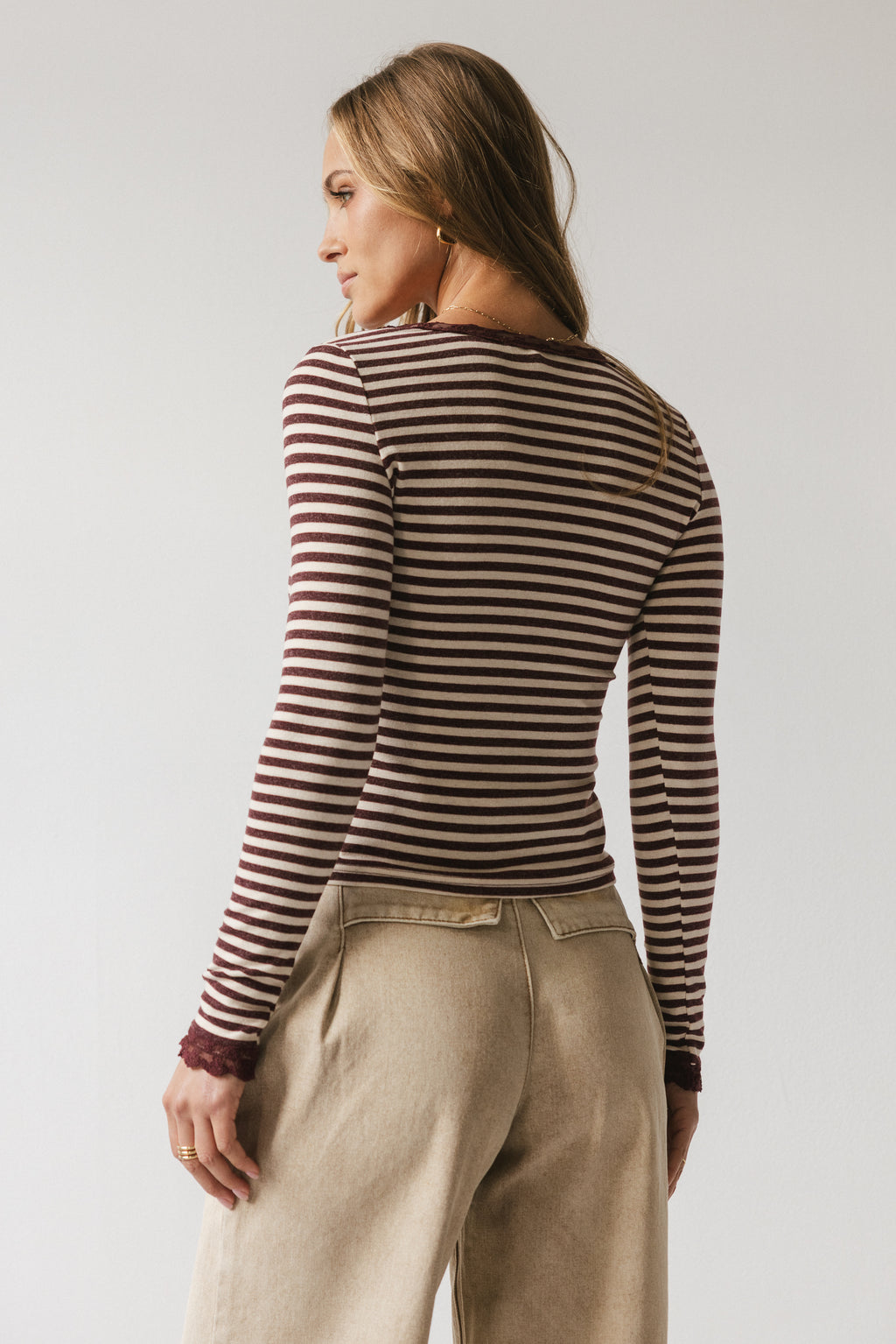 Kiya Striped Top in Burgundy - FINAL SALE