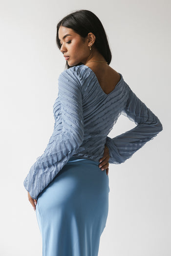 Brianna Ruffle Top in Blue