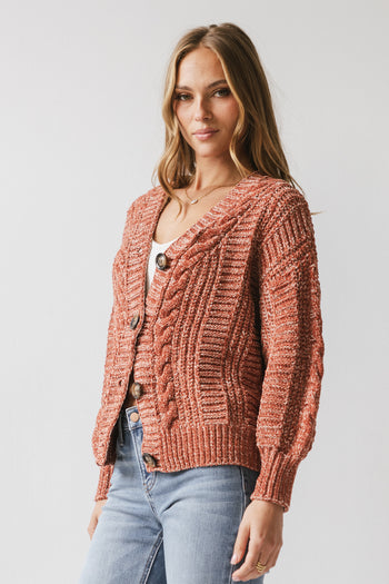 Brett Oversized Cardigan in Brick - FINAL SALE