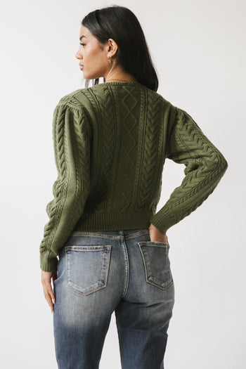 France Knit Cardigan in Olive - FINAL SALE