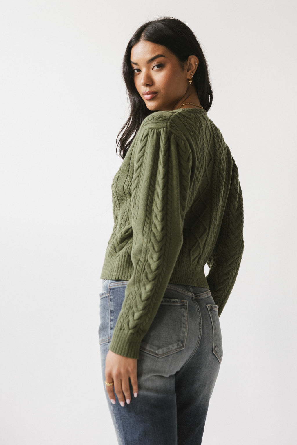 France Knit Cardigan in Olive - FINAL SALE