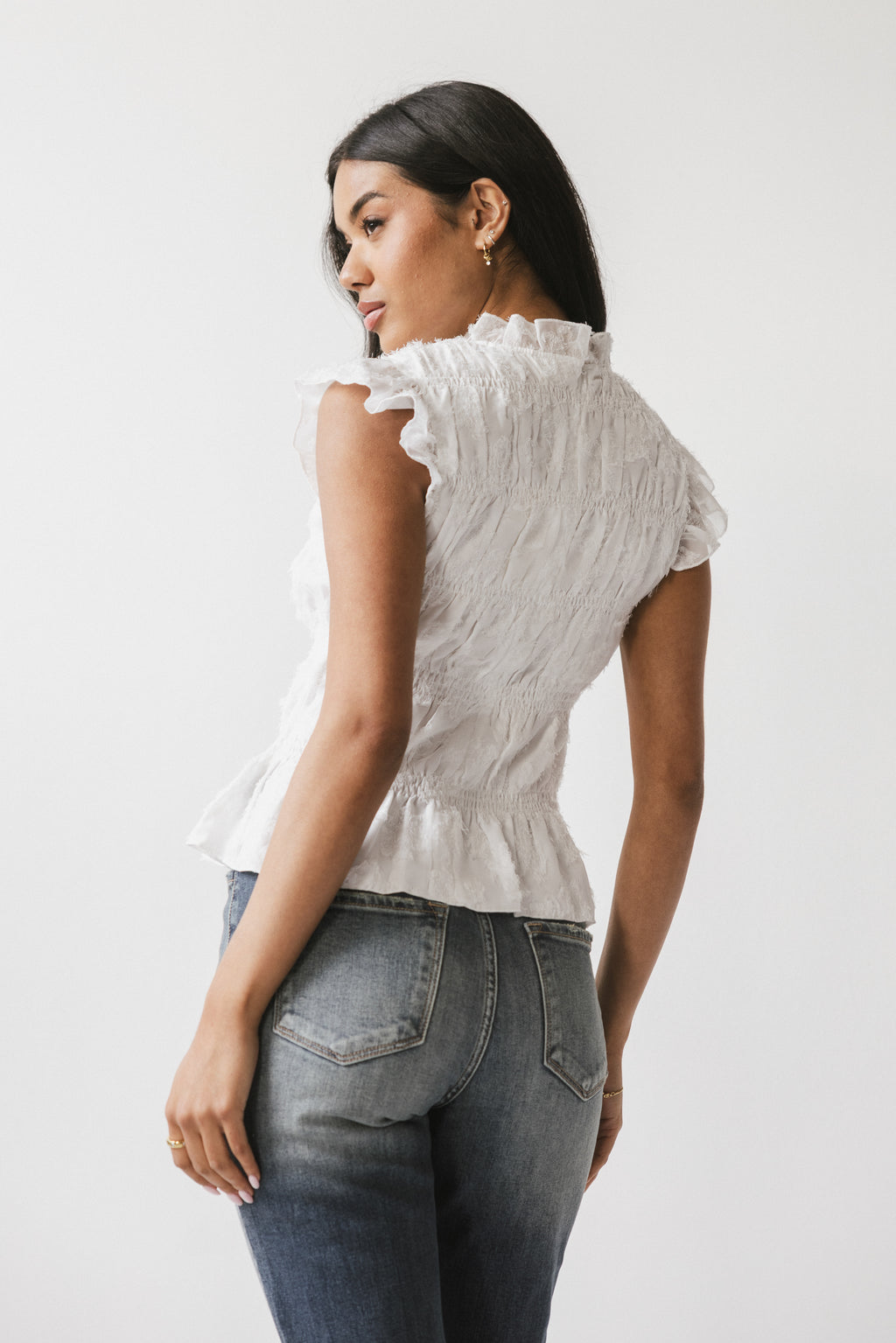 Rodney Smocked Blouse in Cream