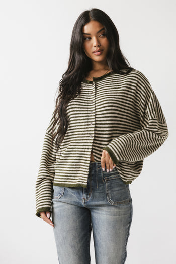 Lola Striped Sweater in Olive