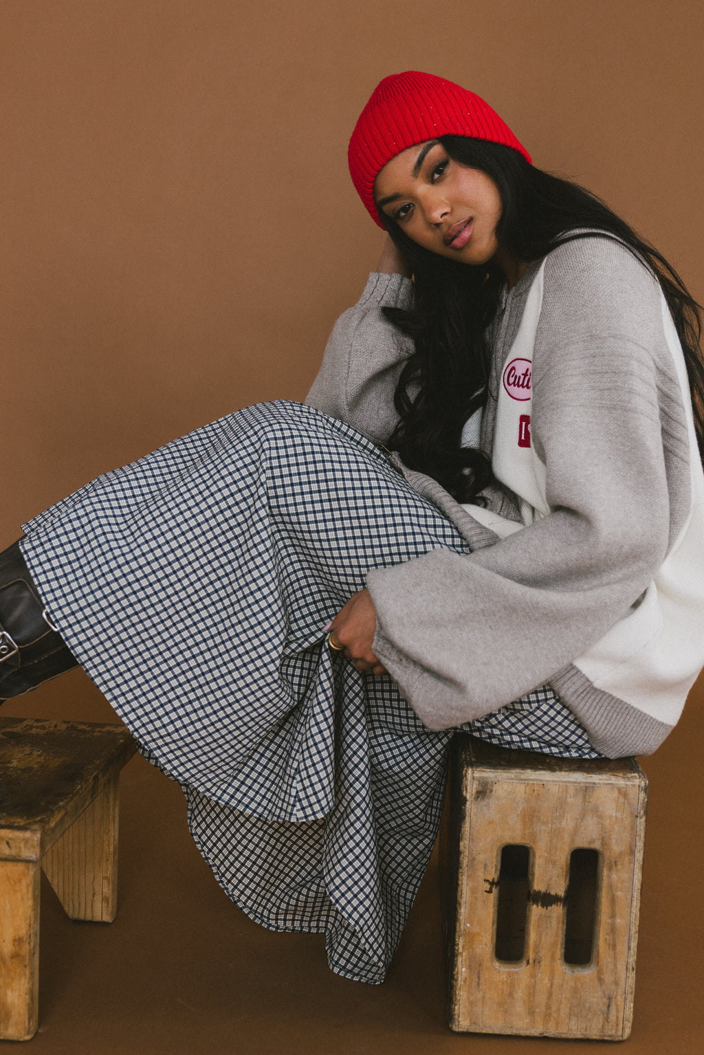 Braxton Plaid Midi Skirt