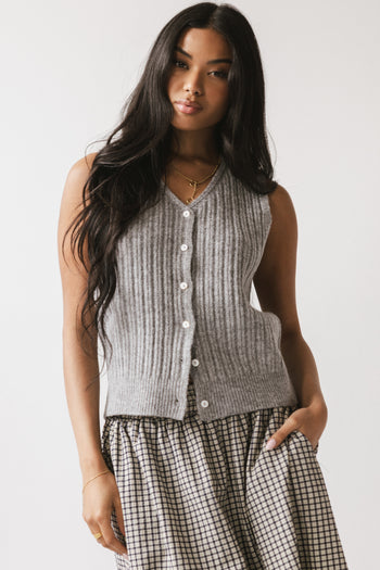 Cindy Sweater Vest in Heather Grey - FINAL SALE