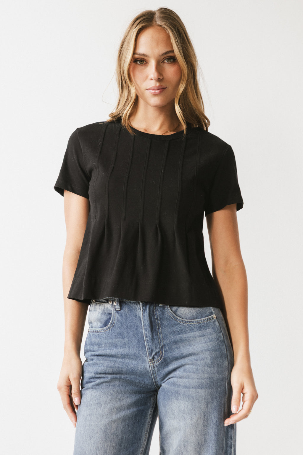 Cattelain Pleated Top in Black