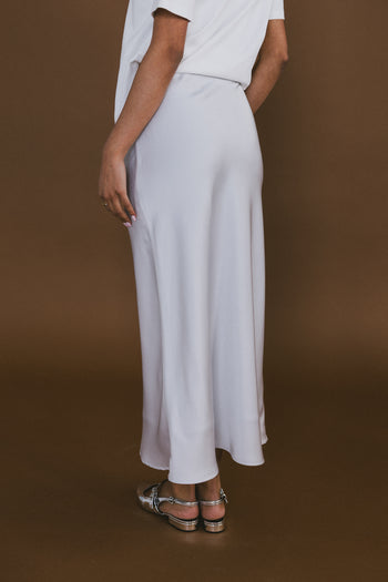 Tory Satin Maxi Skirt in Silver