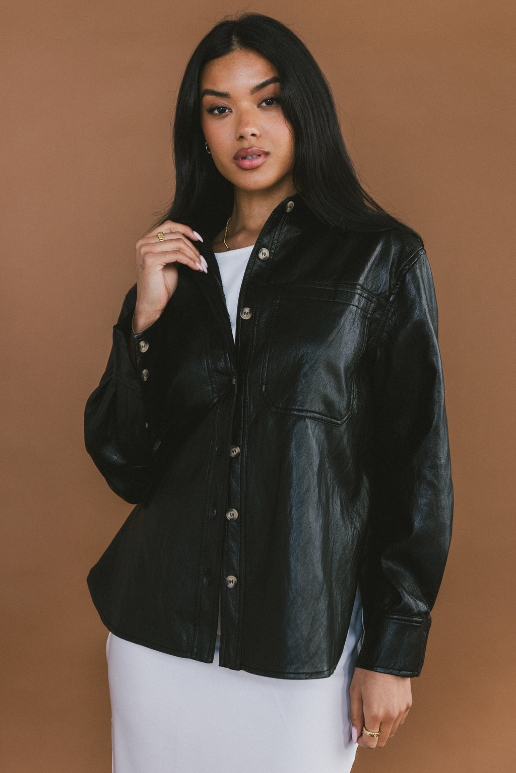 Bruno Vegan Leather Shacket - FINAL SALE