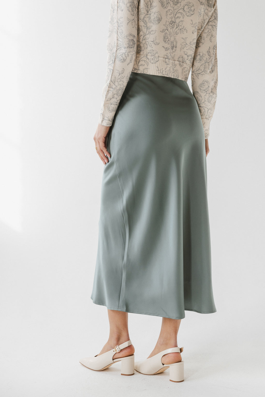 Tory Satin Maxi Skirt in Teal