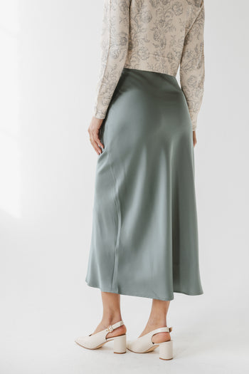 Tory Satin Maxi Skirt in Teal
