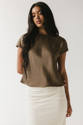 Marvin Satin Blouse in Taupe - FINAL SALE