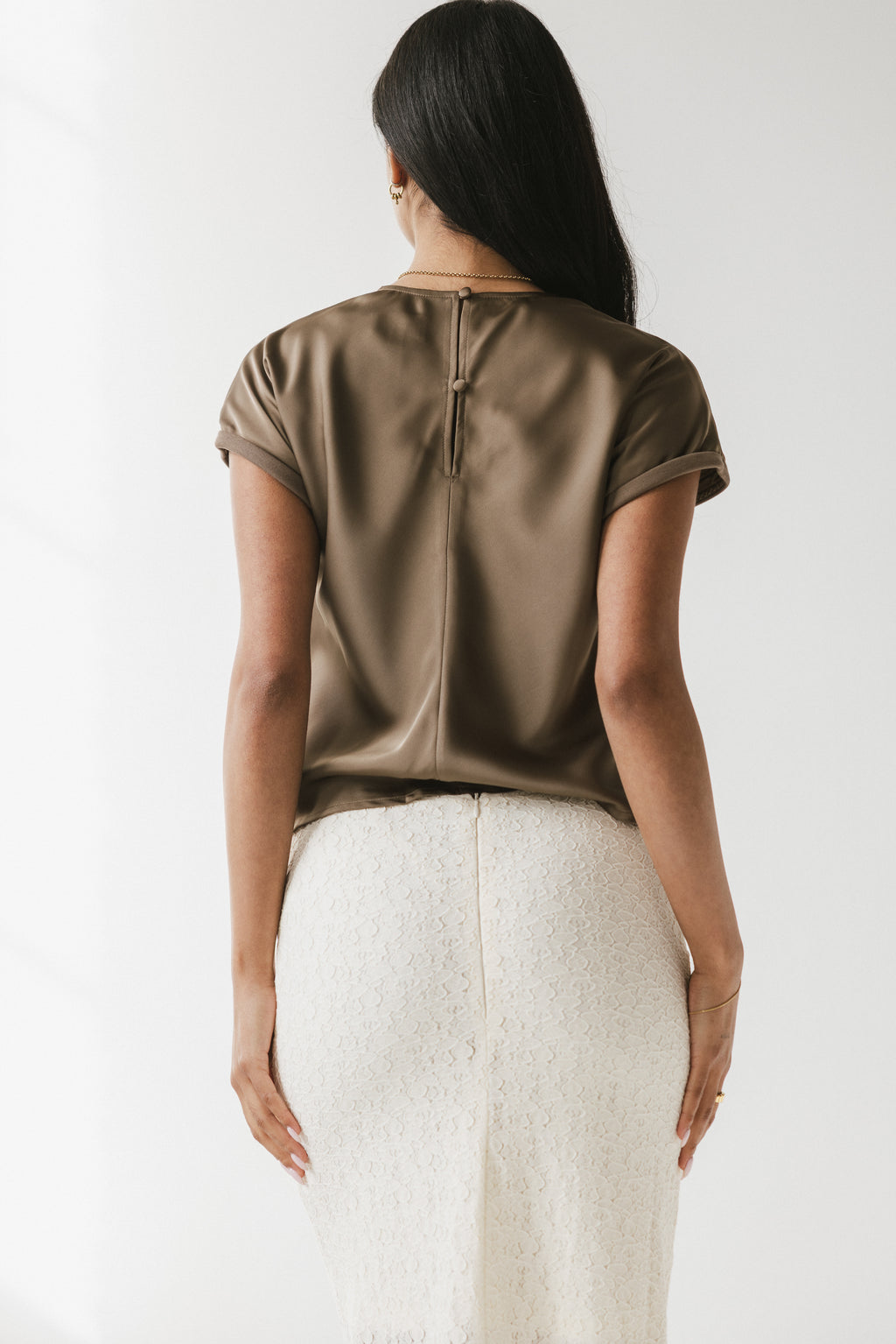 Marvin Satin Blouse in Taupe - FINAL SALE