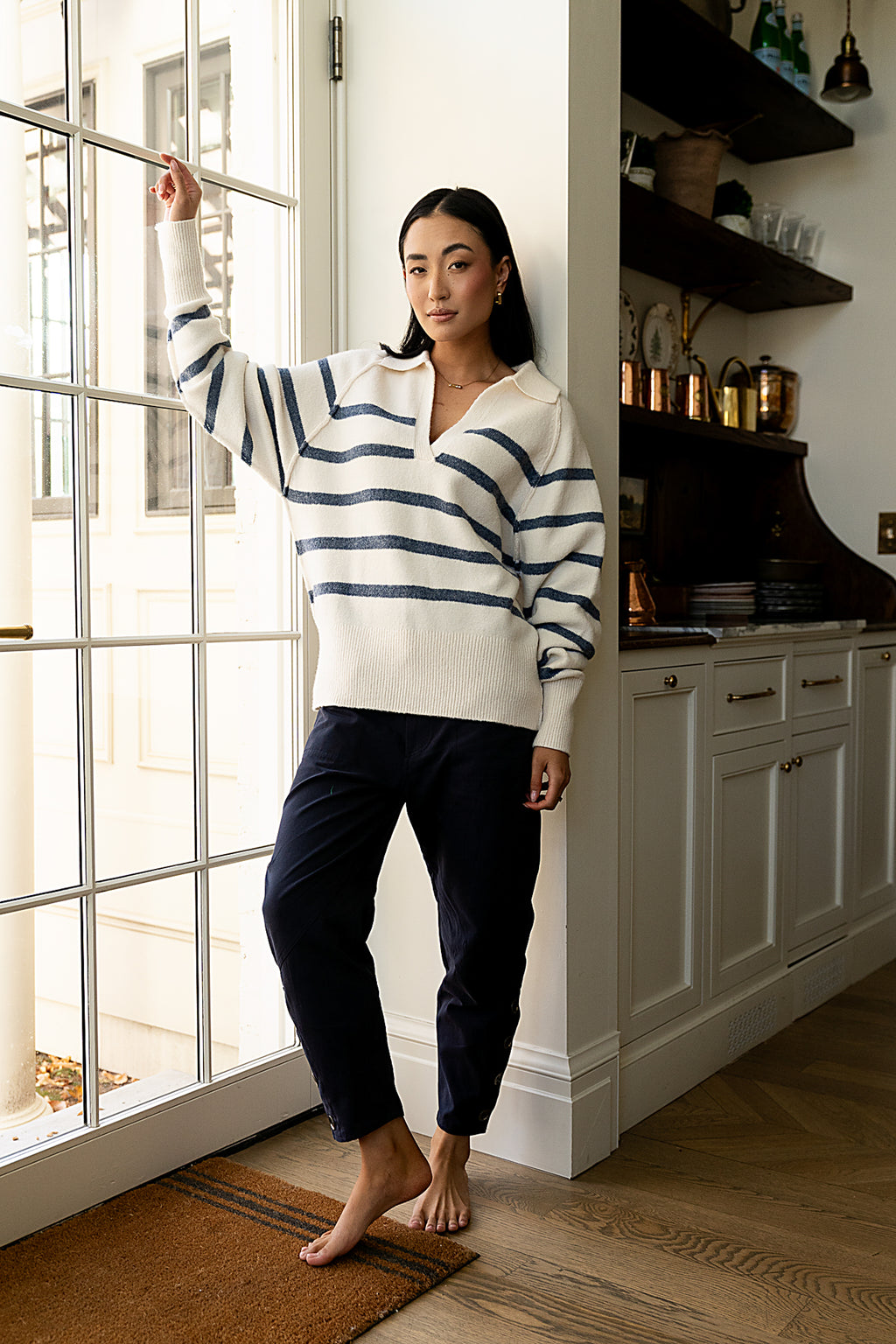 blue striped sweater