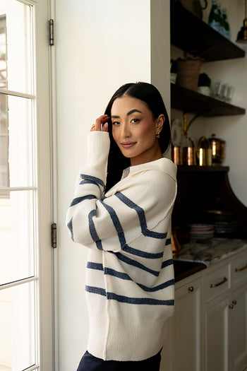 collared sweater in white