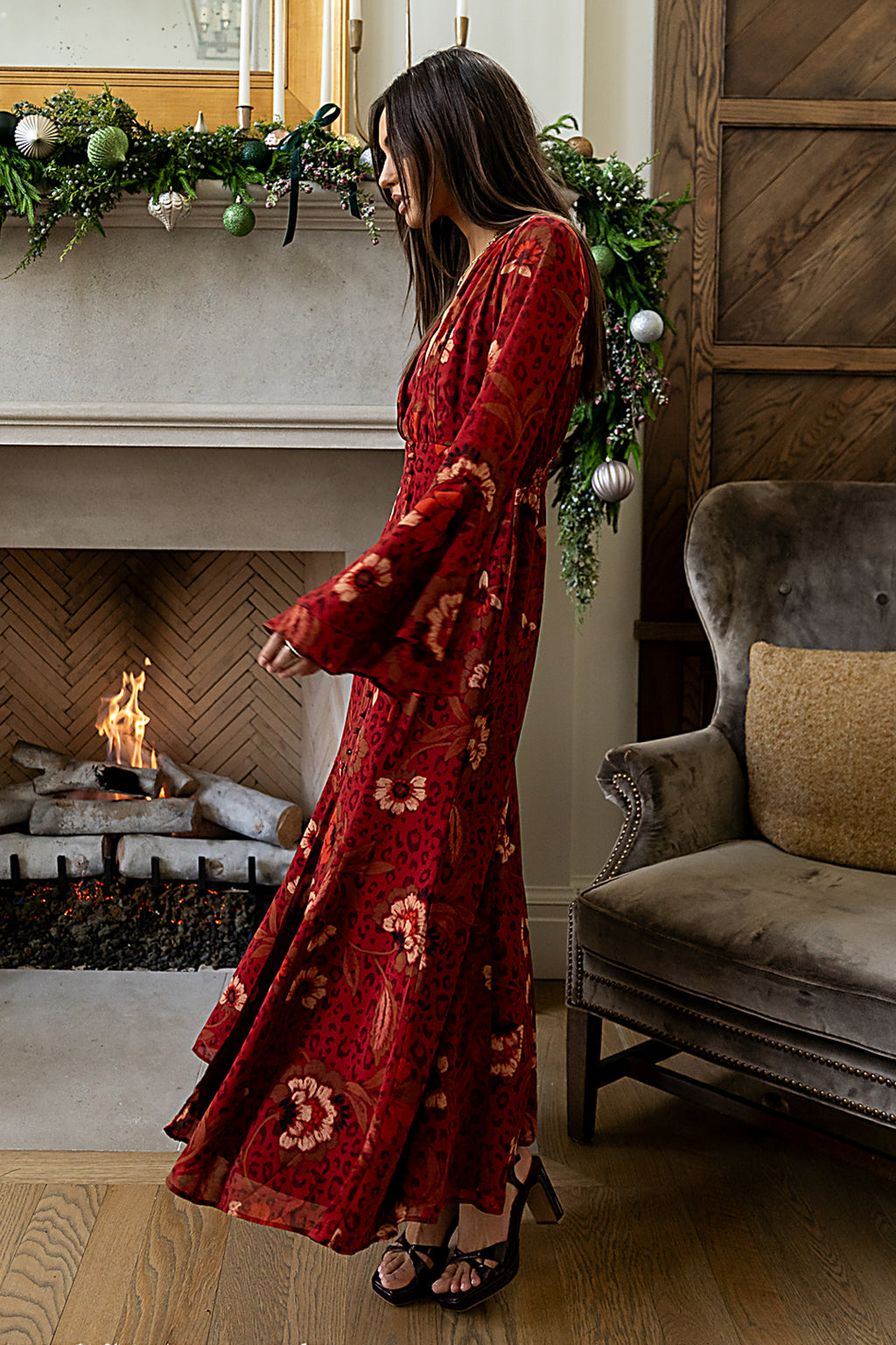 knee length dresses for ladies Theo Floral Maxi Dress