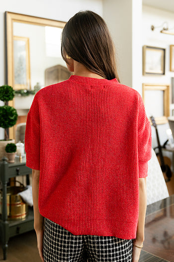 Leah Knit Cardigan in Red - FINAL SALE