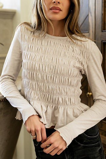 Harry Smocked Top in Bone - FINAL SALE