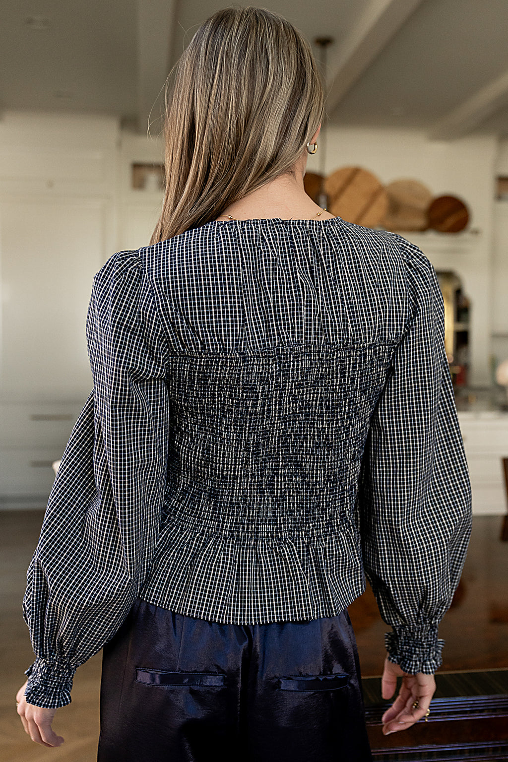 Kesley Smocked Blouse in Navy - FINAL SALE