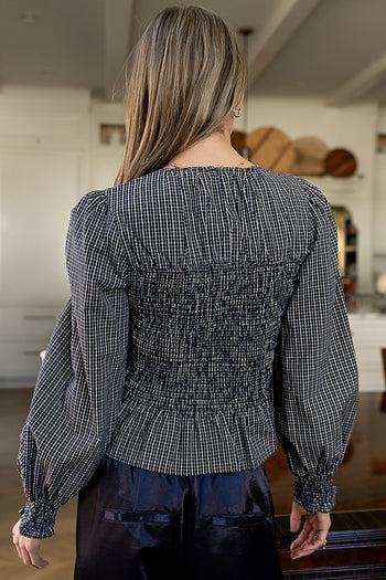 Kesley Smocked Blouse in Navy - FINAL SALE