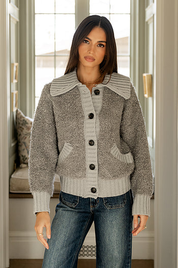 Jonah Collared Cardigan in Grey - FINAL SALE