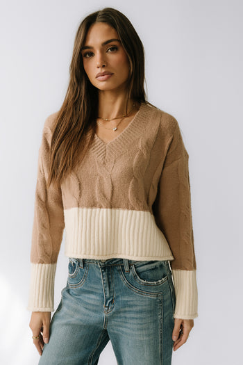 Beckham Cable Knit Sweater in Mocha
