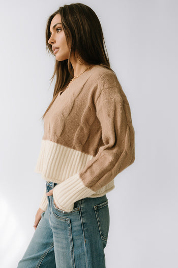 Beckham Cable Knit Sweater in Mocha