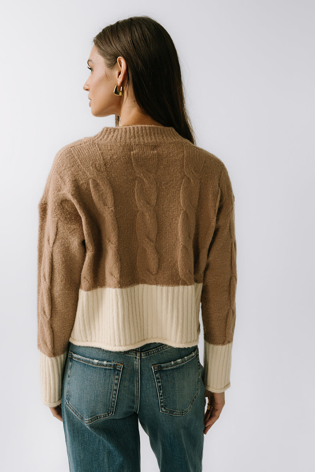 Beckham Cable Knit Sweater in Mocha