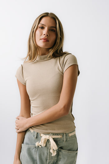 Kimberly Ribbed Top in Oatmeal - FINAL SALE