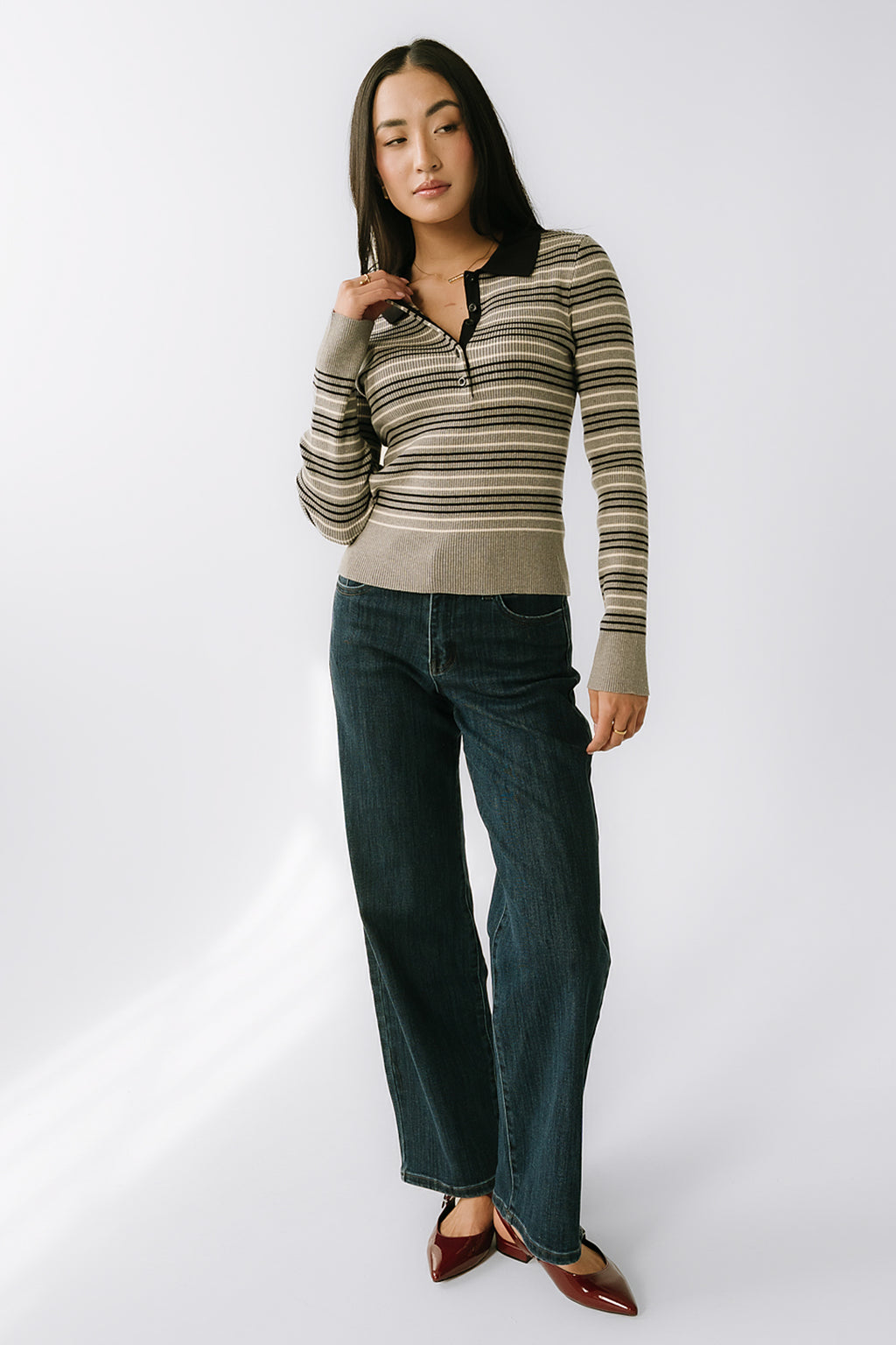 Romero Striped Sweater in Grey
