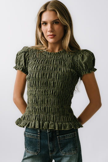 Ruth Smocked Top in Green