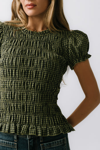 Ruth Smocked Top in Green