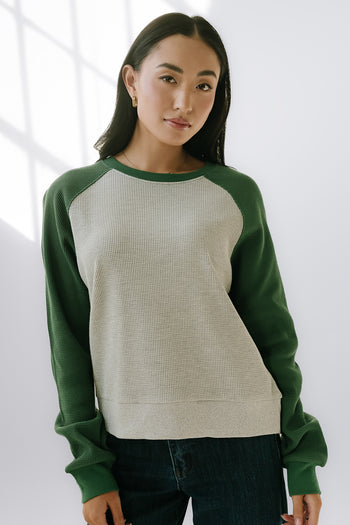 Franklin Contrast Top in Green - FINAL SALE