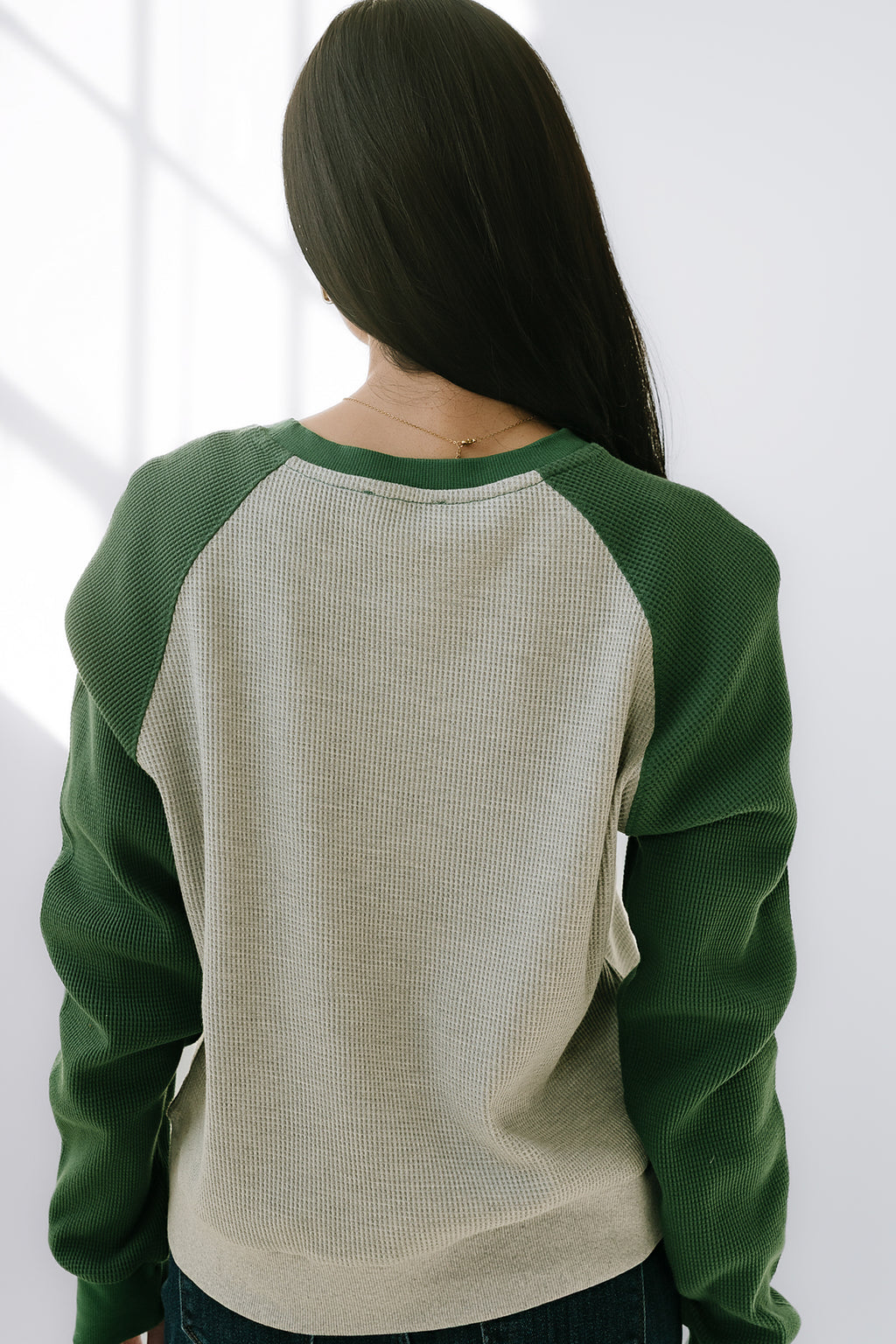 Franklin Contrast Top in Green - FINAL SALE