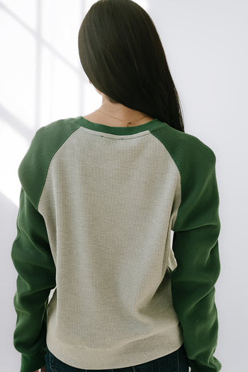 Franklin Contrast Top in Green - FINAL SALE