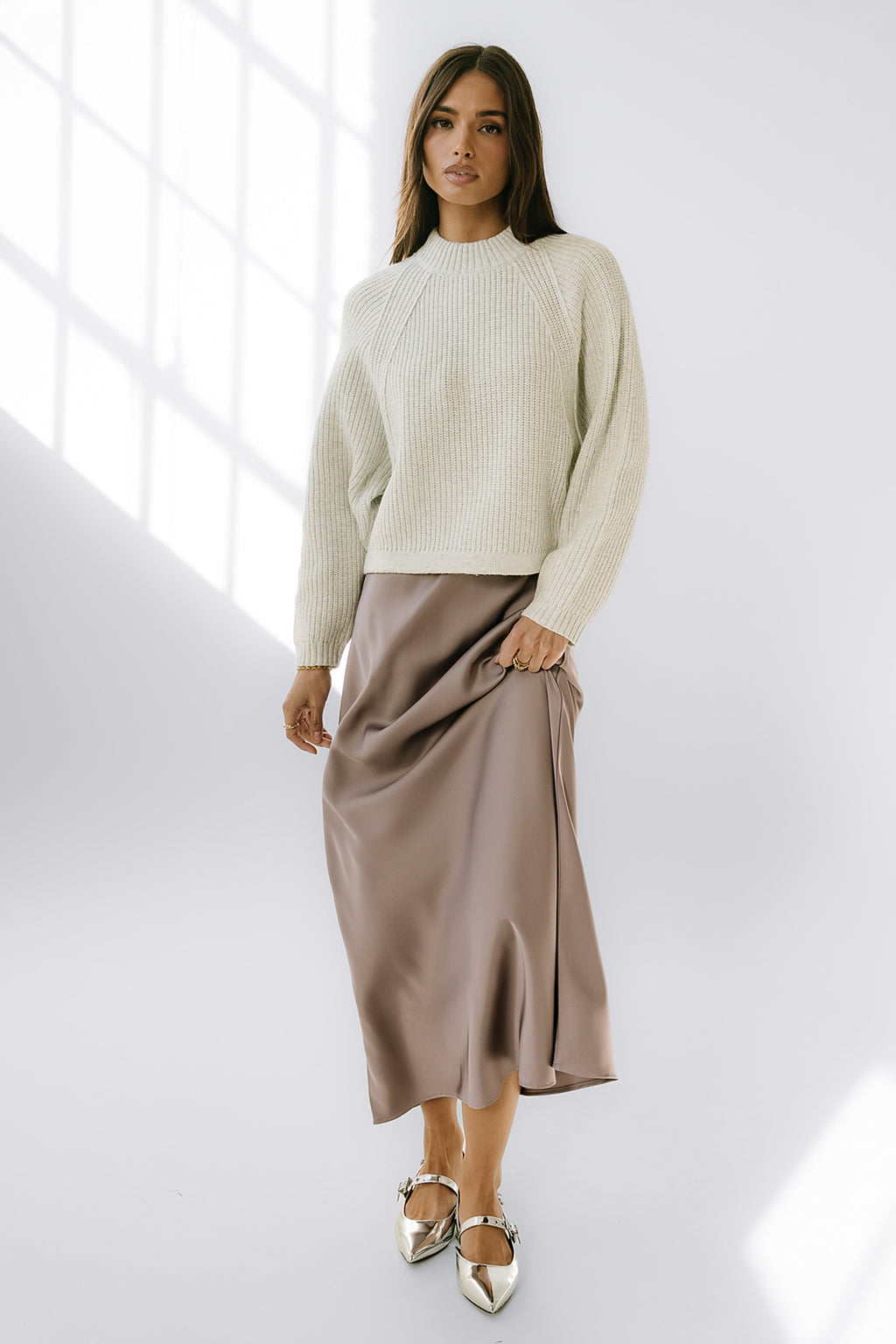 Tory Satin Maxi Skirt in Mauve