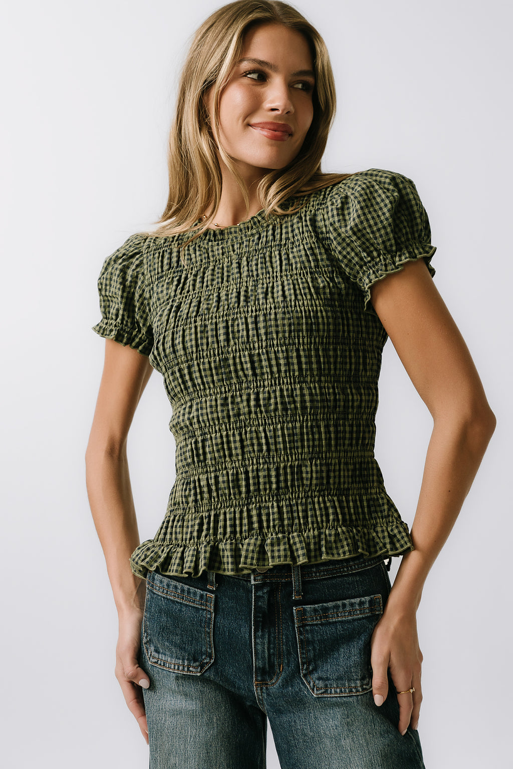 Ruth Smocked Top in Green
