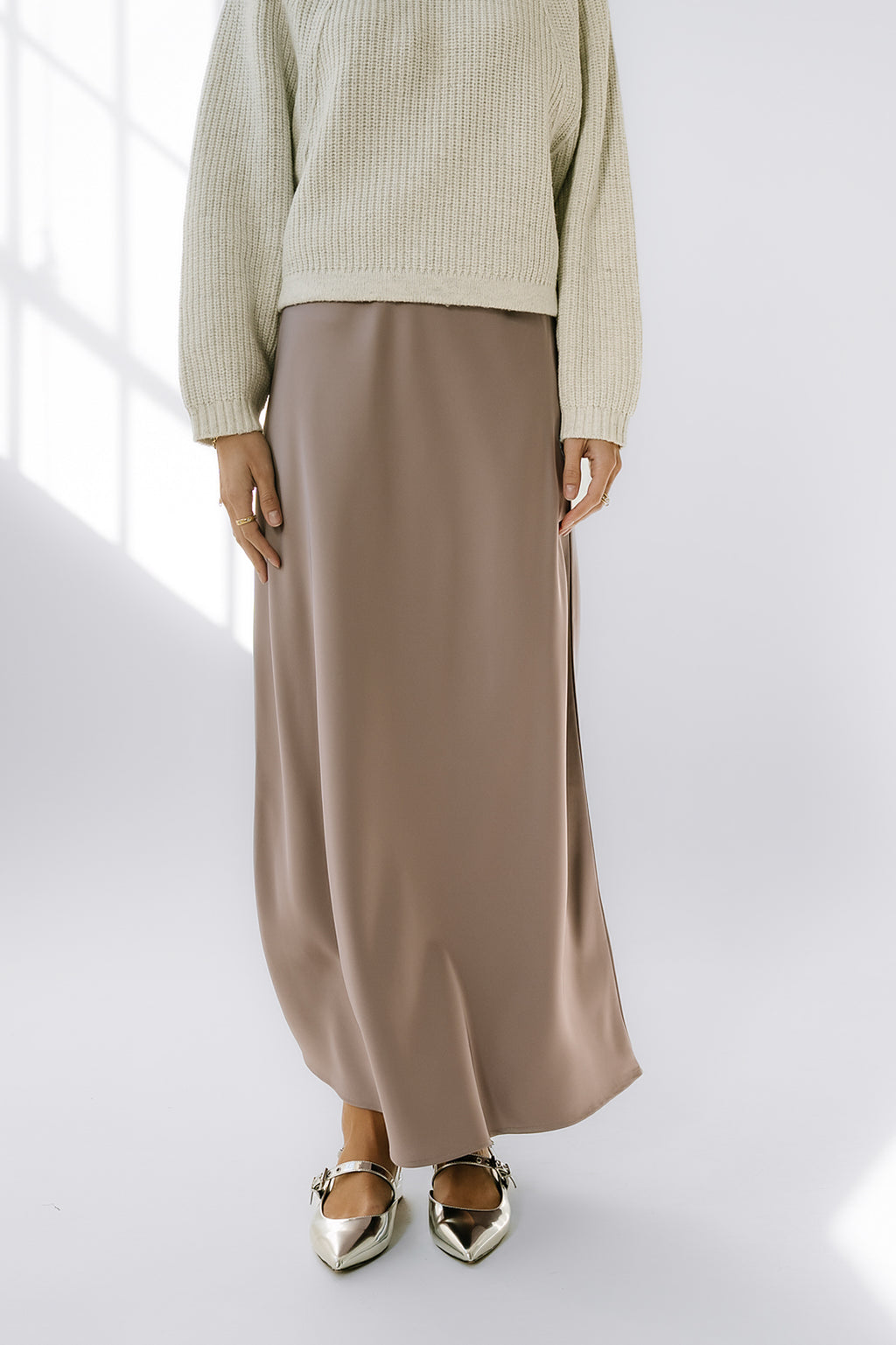 Tory Satin Maxi Skirt in Mauve