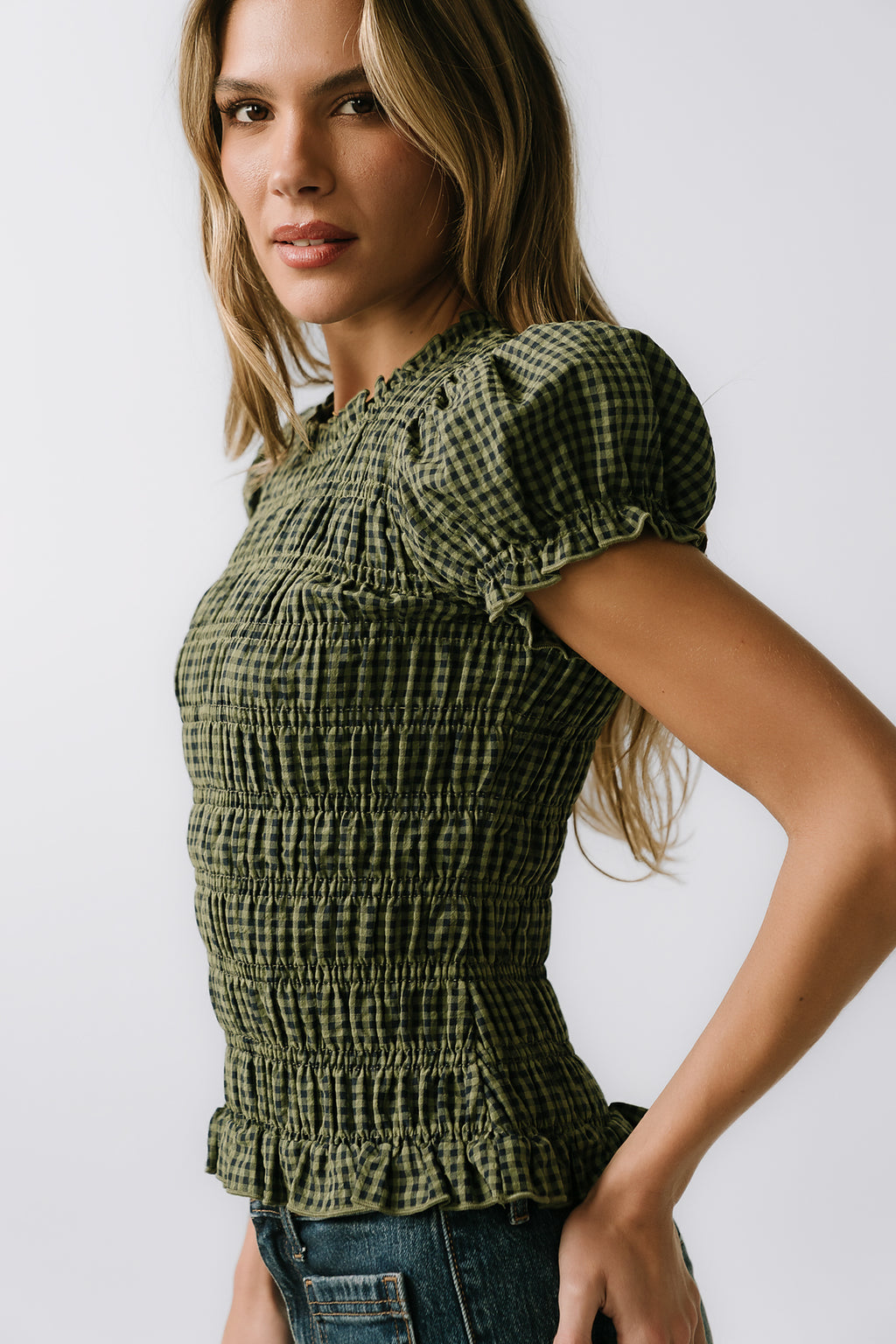 Ruth Smocked Top in Green