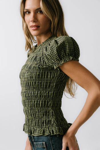 Ruth Smocked Top in Green