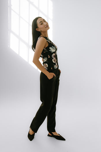 Eden Floral Top in Black