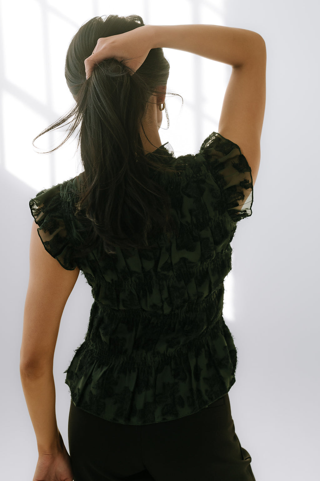 Rodney Smocked Blouse in Green - FINAL SALE