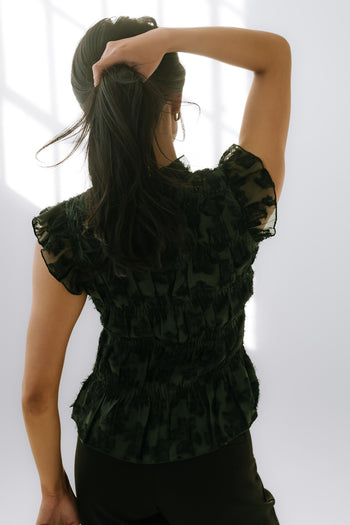 Rodney Smocked Blouse in Green - FINAL SALE