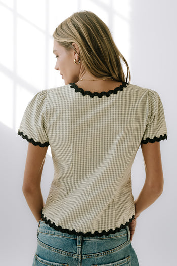 Serra Lace Trim Blouse in Ivory