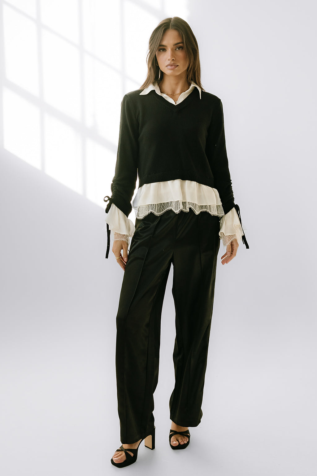 Bennet Double Layer Sweater in Black