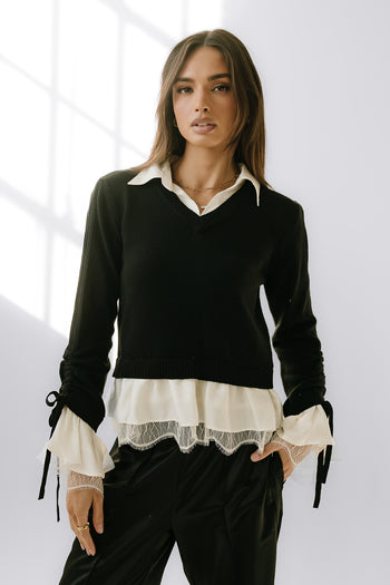 Bennet Double Layer Sweater in Black